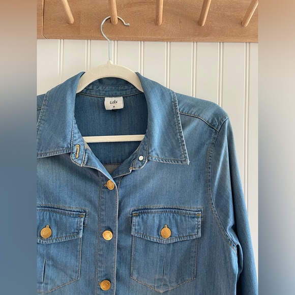Cabi Long Sleeve Button Up Chambray Soft Denim Western Shirt Medium - Picture 3 of 11